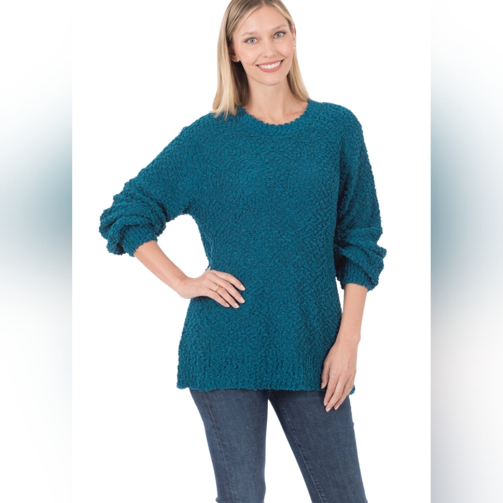 ZENANA fall knit green Popcorn Fall‎ Winter Soft Cozy Warm pullover sweater